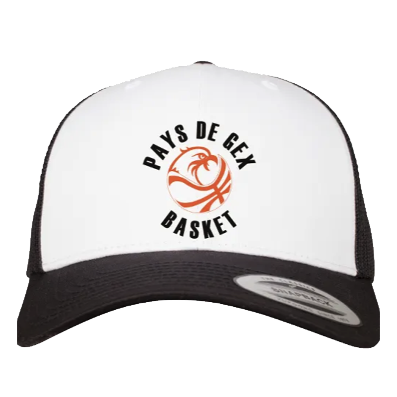 CASQUETTE TRUCKER HOOPER BLANC NOIR AVEC FILET PAYS DE GEX